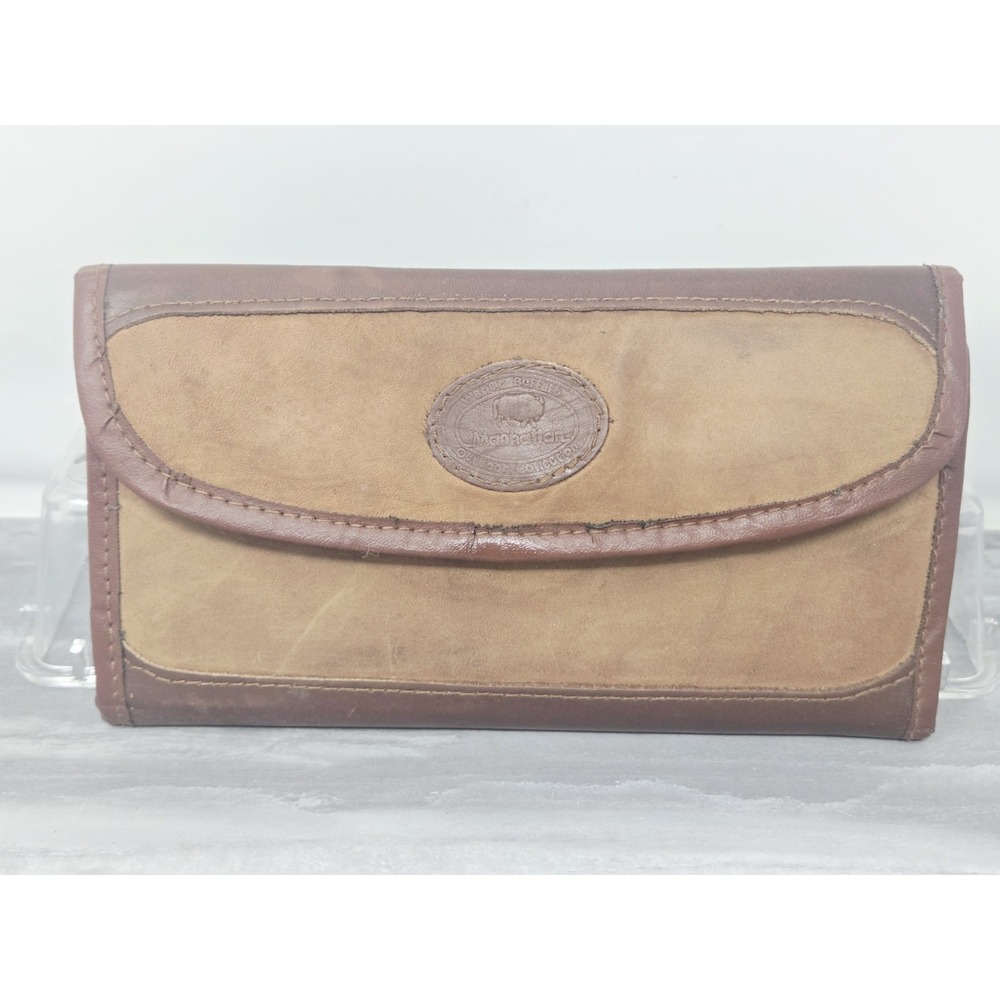 Manhattan Wallet Water Buffalo Outdoor Brown‎ Tan Long Leather Billfold
